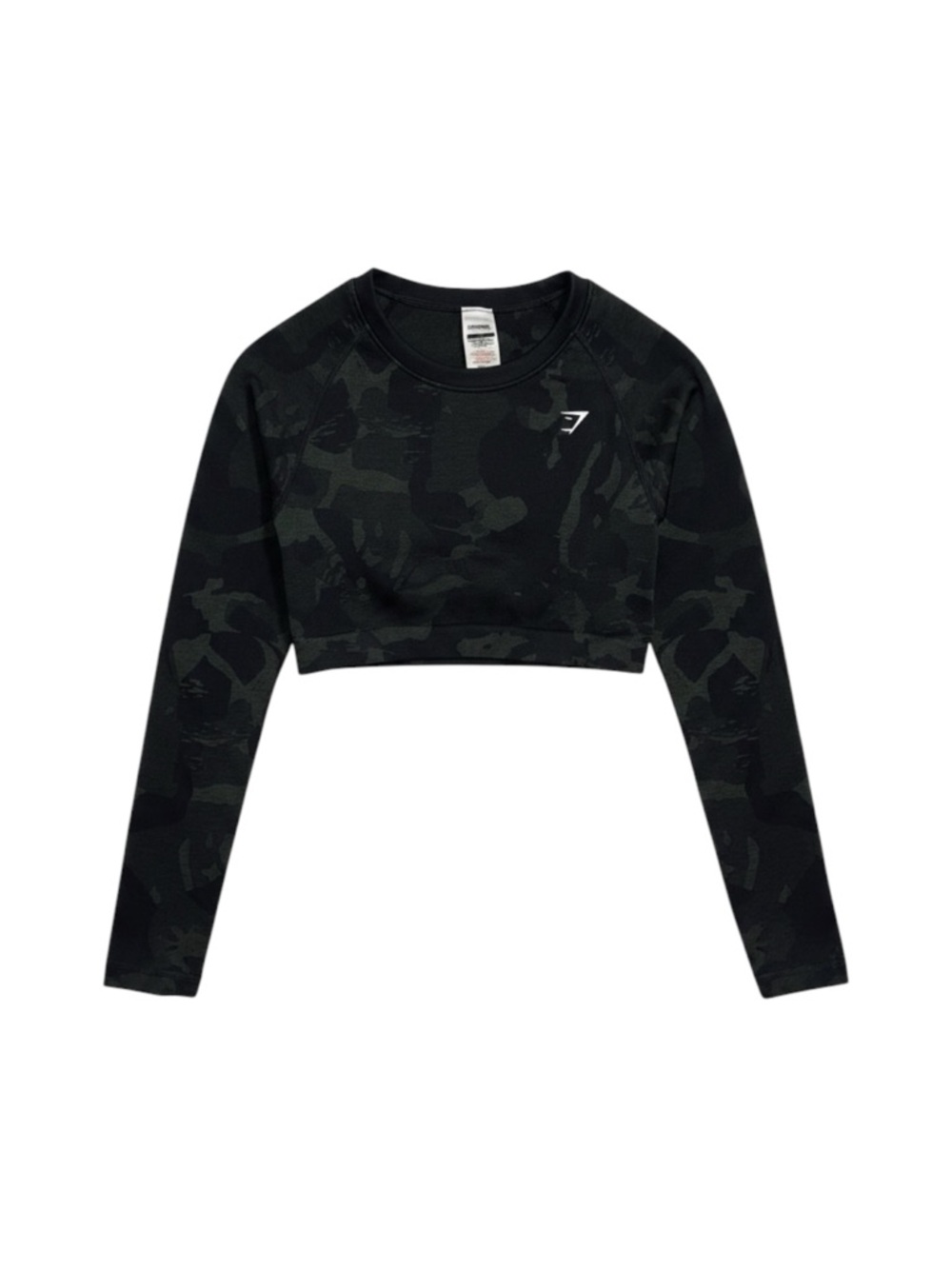 Gymshark Adapt Camo Seamless Crop Top Savanna Black Long Sleeve Women’s Medium